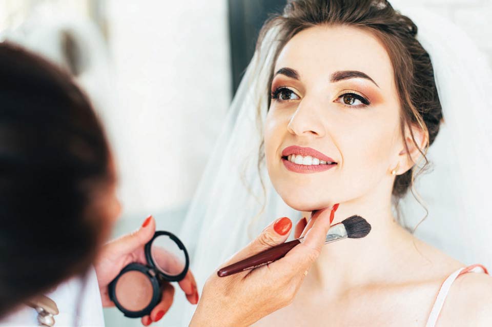 A bride's makeup applied by a professional