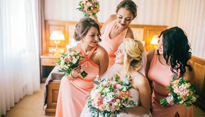 A bride and her bridesmaids