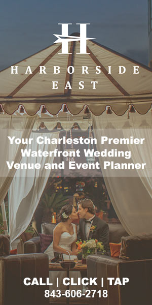 Ad: Harborside East, Charleston's Premier Waterfront Wedding Venue, Event Planning.