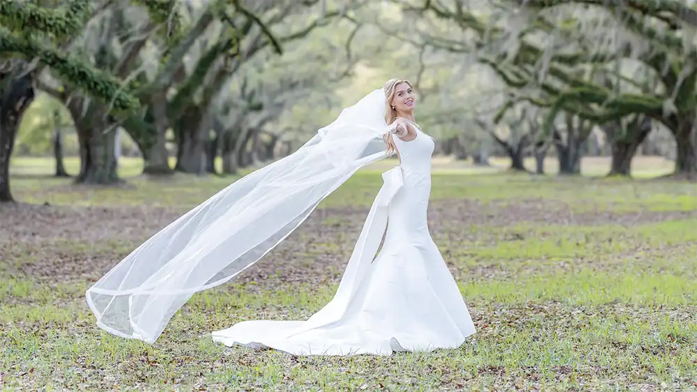 A bride at Springfield Plantation in Georgetown, South Carolina.